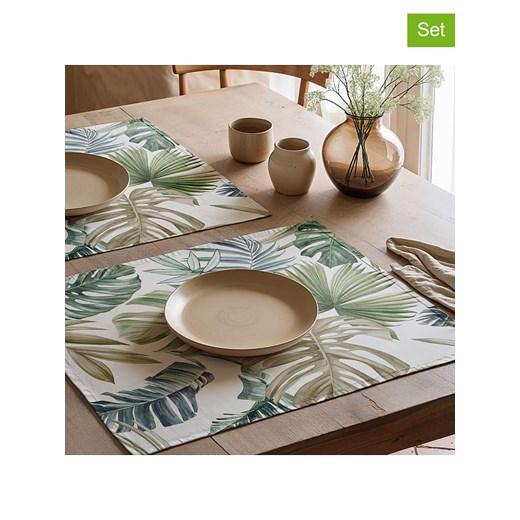 Mint Rugs Podkładki stołowe (2 szt.) &quot;Betia&quot; w kolorze biało-zielonym - 50 x 40 cm ze sklepu Limango Polska w kategorii Podkładki na stół - zdjęcie 184548619