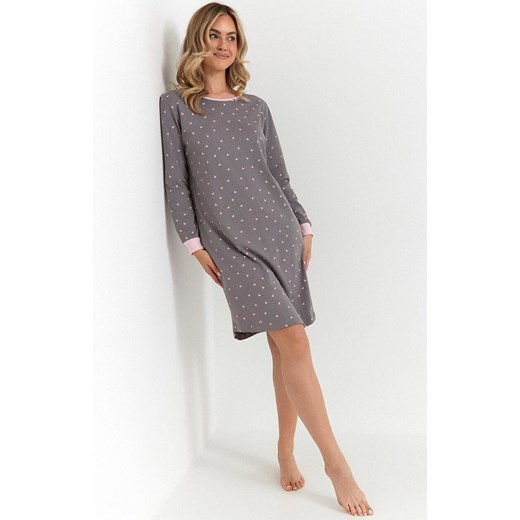 Koszula nocna damska z długim rękawem 493, Kolor grafitowy-wzór, Rozmiar M, Cana Cana XL promocyjna cena Primodo