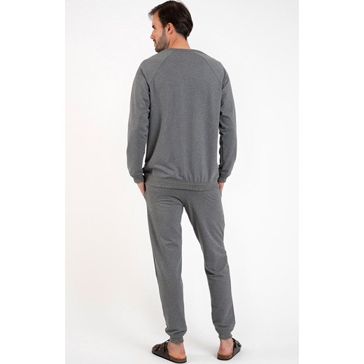 Bawełniany dres męski szary melanż Hektor, Kolor melanż ciemny, Rozmiar S, Italian Fashion ze sklepu Intymna w kategorii Piżamy męskie - zdjęcie 184553017