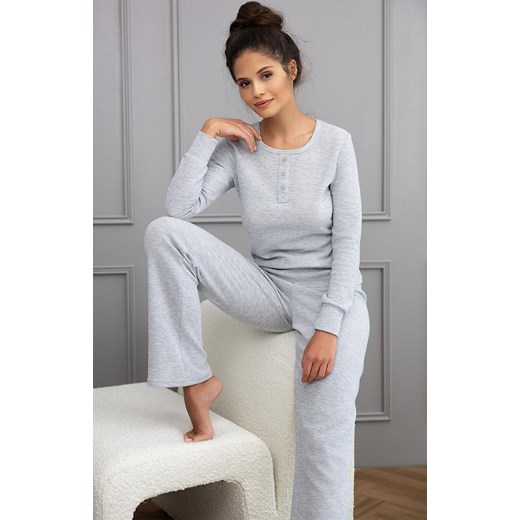 Długa piżama damska Jade, Kolor szary melanż, Rozmiar S/M, SENSIS ze sklepu Intymna w kategorii Piżamy damskie - zdjęcie 184553087