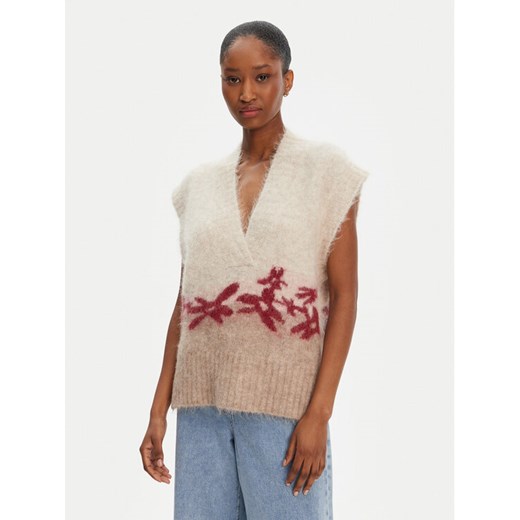 Munthe Sweter Purulia 252160125272 Beżowy Loose Fit ze sklepu MODIVO w kategorii Swetry damskie - zdjęcie 184553479