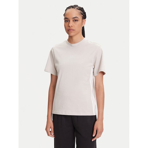 adidas T-Shirt Essentials 3-Stripes JE1237 Beżowy Regular Fit ze sklepu MODIVO w kategorii Bluzki damskie - zdjęcie 184553506