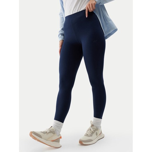 4F Legginsy 4FWSS24TTIGF137 Granatowy Slim Fit ze sklepu MODIVO w kategorii Spodnie damskie - zdjęcie 184553526