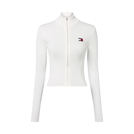 Tommy Jeans Damski kardigan z cienkiej dzianiny Kobiety biały jednolity ze sklepu vangraaf w kategorii Swetry damskie - zdjęcie 184554188
