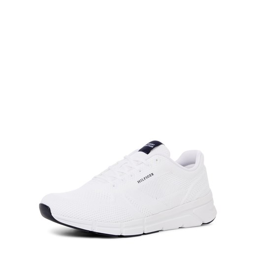 Tommy Hilfiger Męskie buty sportowe - Modern Comfort Run Knit Mężczyźni Tekstylia biały wypukły wzór tkaniny ze sklepu vangraaf w kategorii Buty sportowe męskie - zdjęcie 184554195