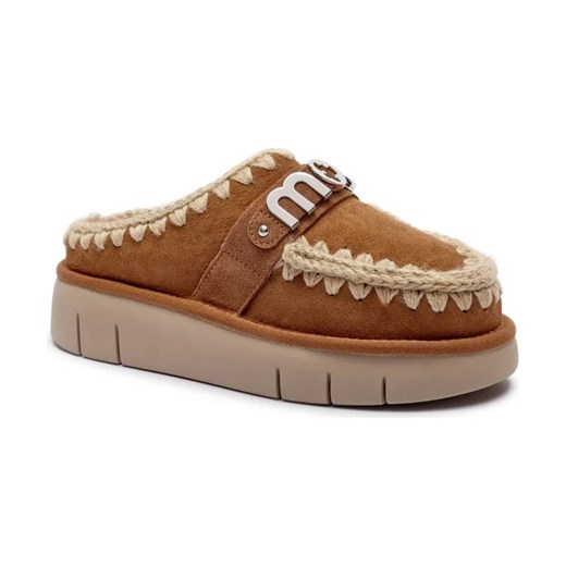 MOU Skórzane mule Bounce Clog | z dodatkiem wełny ze sklepu Gomez Fashion Store w kategorii Klapki damskie - zdjęcie 184554807