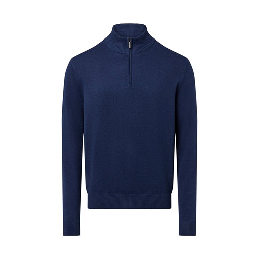 Nils Sundström Męski sweter Mężczyźni Bawełna indygo marmurkowy ze sklepu vangraaf w kategorii Swetry męskie - zdjęcie 184555759