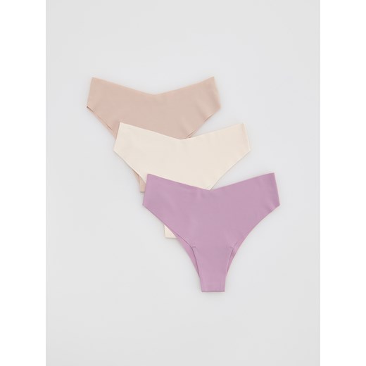Reserved - Bezszwowe majtki typu bikini 3 pack - kremowy ze sklepu Reserved w kategorii Majtki damskie - zdjęcie 184555888