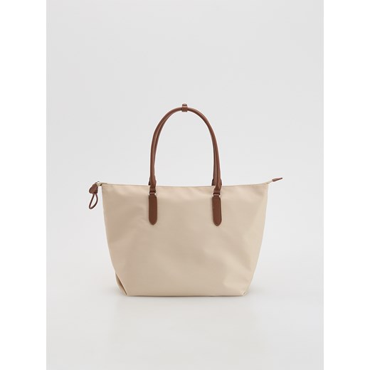 Reserved - Tkaninowa torebka shopper - beżowy ze sklepu Reserved w kategorii Torebki damskie - zdjęcie 184555967