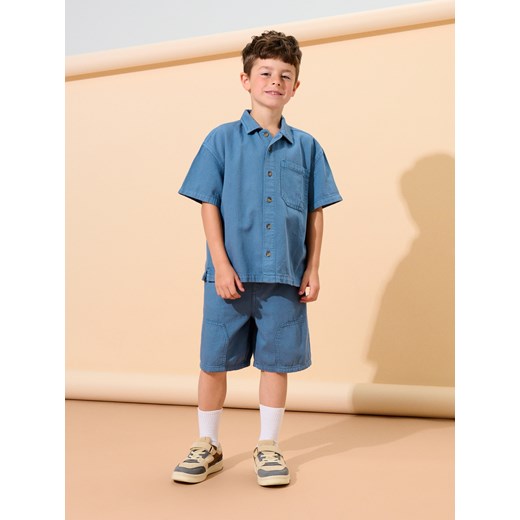 Sinsay - Szorty jeansowe z ozdobnymi przeszyciami - mid blue Sinsay 110 (4-5 l) Sinsay