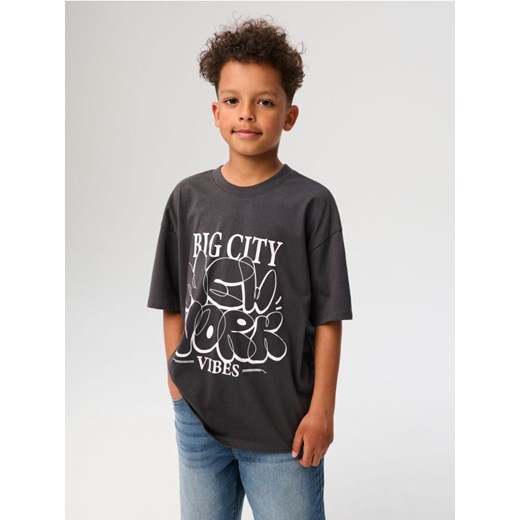 Sinsay - Koszulka oversize - szary ze sklepu Sinsay w kategorii T-shirty chłopięce - zdjęcie 184557079