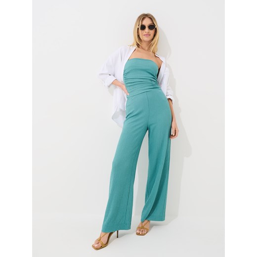 Mohito - Spodnie wide leg - turkusowy ze sklepu Mohito w kategorii Spodnie damskie - zdjęcie 184557807