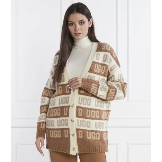 UGG Kardigan GRAPHIC LOGO | Oversize fit | z dodatkiem wełny ze sklepu Gomez Fashion Store w kategorii Swetry damskie - zdjęcie 184558075