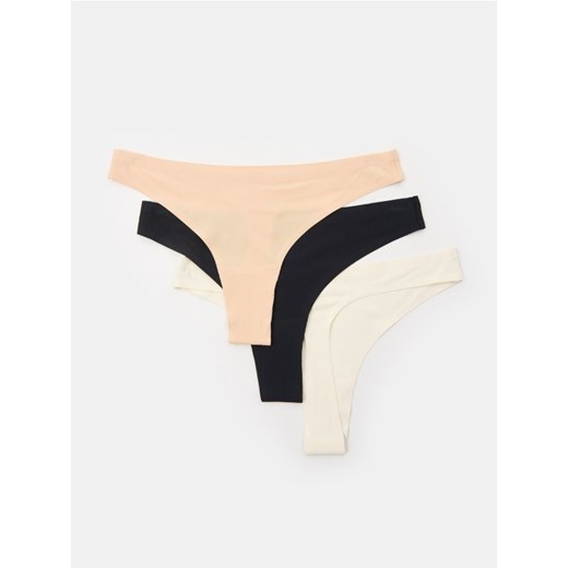 Sinsay - Prążkowane stringi 3 pack - wielobarwny ze sklepu Sinsay w kategorii Majtki damskie - zdjęcie 184562139