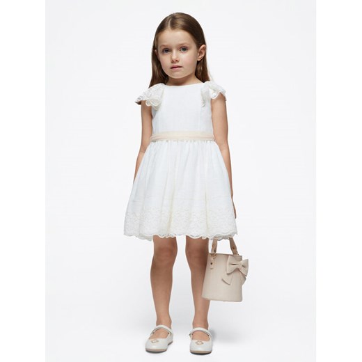 Mayoral Sukienka elegancka 3914 Écru Regular Fit ze sklepu MODIVO w kategorii Sukienki dziewczęce - zdjęcie 184562176