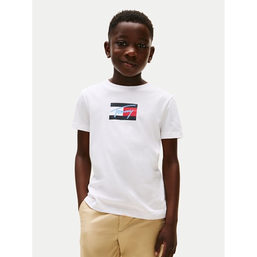 Tommy Hilfiger T-Shirt Script Flag KB0KB09725 Biały Regular Fit ze sklepu MODIVO w kategorii T-shirty chłopięce - zdjęcie 184562189