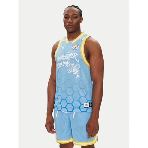 Puma Tank top Hoops Manchester City 631693 Błękitny Regular Fit ze sklepu MODIVO w kategorii T-shirty męskie - zdjęcie 184562218