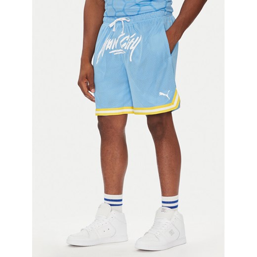 Puma Szorty sportowe Hoops Manchester City 631694 Błękitny Regular Fit ze sklepu MODIVO w kategorii Spodenki męskie - zdjęcie 184562288