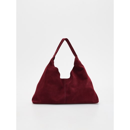 Reserved - Zamszowa torebka shopper z saszetką - bordowy ze sklepu Reserved w kategorii Torebki hobo - zdjęcie 184563149