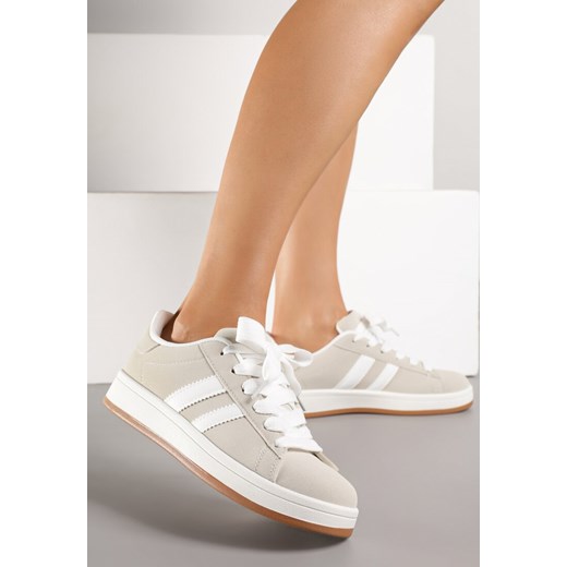 Beżowe Sneakersy Ozdobione Motywem Pasków Flortewi ze sklepu renee.pl w kategorii Buty sportowe damskie - zdjęcie 184563218