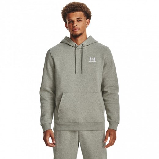 Męska bluza dresowa nierozpinana z kapturem Under Armour UA Essential Fleece Crew - szara ze sklepu Sportstylestory.com w kategorii Bluzy męskie - zdjęcie 184563617