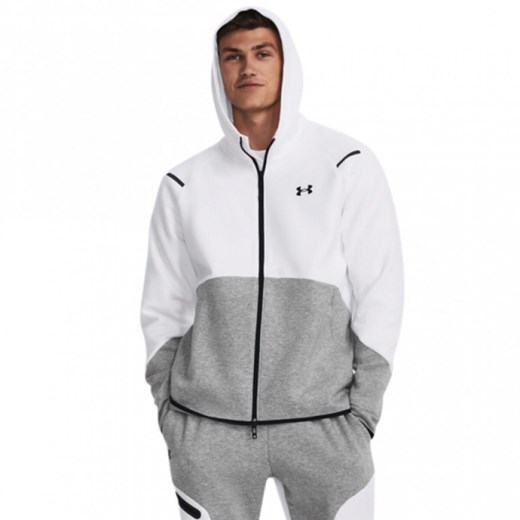 Męska bluza treningowa Under Armour UA Unstoppable Flc FZ - biała ze sklepu Sportstylestory.com w kategorii Bluzy męskie - zdjęcie 184563669