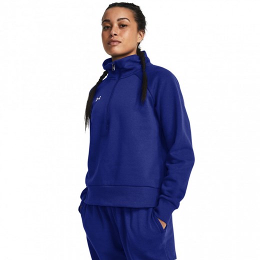 Damska bluza dresowa nierozpinana bez kaptura Under Armour UA Rival Fleece HZ - niebieska ze sklepu Sportstylestory.com w kategorii Bluzy damskie - zdjęcie 184563676