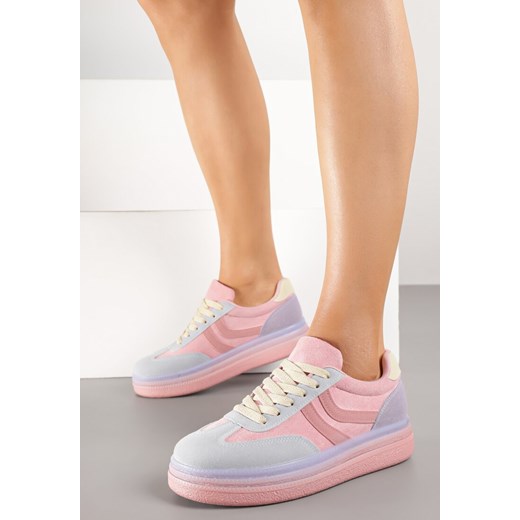 Różowo-Niebieskie Sneakersy w Stylu Klasycznych Tenisówek na Grubej Podeszwie Grelritia ze sklepu born2be.pl w kategorii Buty sportowe damskie - zdjęcie 184564308