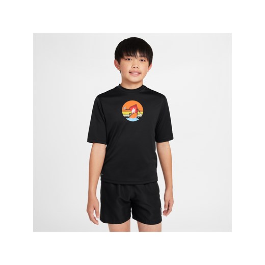 Koszulka z krótkim rękawem dla dużych dzieci (chłopców) Dri-FIT Nike Swim Hydroguard - Czerń ze sklepu Nike poland w kategorii T-shirty chłopięce - zdjęcie 184566166