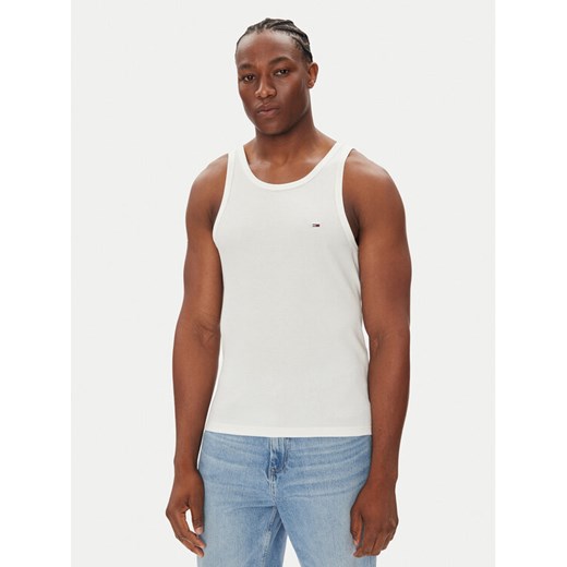 Tommy Jeans Tank top Classic Flag DM0DM21927 Biały Slim Fit ze sklepu MODIVO w kategorii T-shirty męskie - zdjęcie 184567906