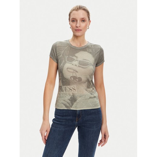 Guess T-Shirt W5YI36 KBYH0 Zielony Regular Fit ze sklepu MODIVO w kategorii Bluzki damskie - zdjęcie 184567989