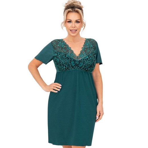 Damska koszula nocna zielona plus size Melania, Kolor zielony, Rozmiar 3XL, Donna ze sklepu Primodo w kategorii Koszule nocne - zdjęcie 184569138