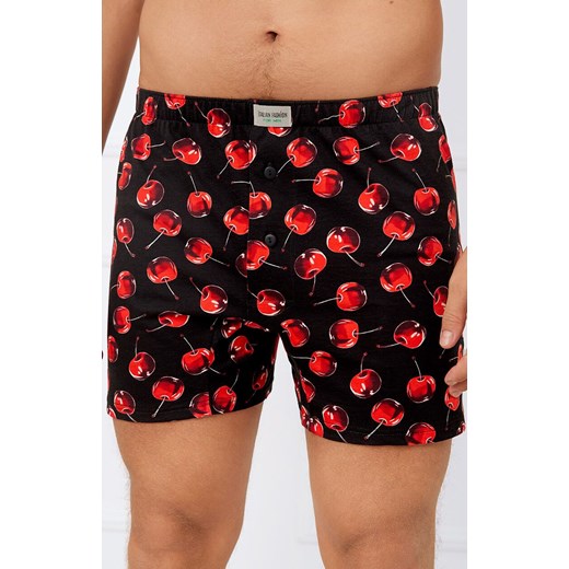 Luźne bokserki męskie bawełniane Cherry, Kolor czarno-czerwony, Rozmiar M, Italian Fashion ze sklepu Primodo w kategorii Majtki męskie - zdjęcie 184569208