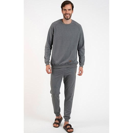 Bawełniany dres męski szary melanż Hektor, Kolor melanż ciemny, Rozmiar S, Italian Fashion ze sklepu Intymna w kategorii Piżamy męskie - zdjęcie 184569958