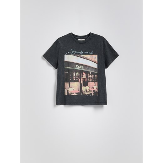 Reserved - T-shirt z nadrukiem - jasnoszary ze sklepu Reserved w kategorii Bluzki damskie - zdjęcie 184573459