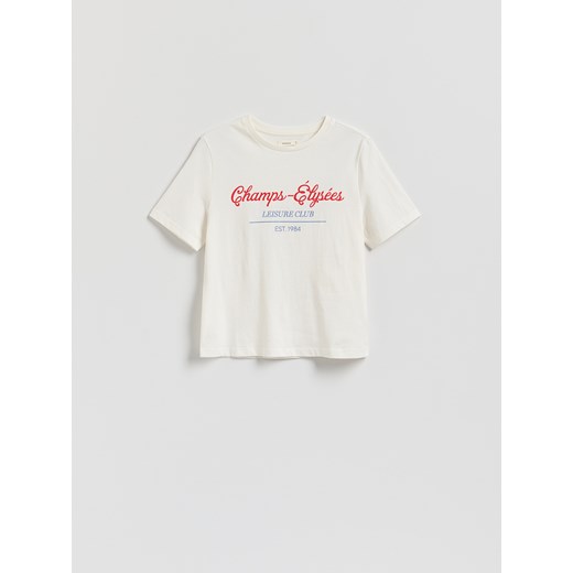Reserved - T-shirt z nadrukiem - biały ze sklepu Reserved w kategorii Bluzki damskie - zdjęcie 184573528