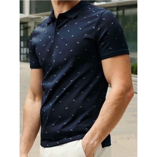 Sinsay - Koszulka polo z nadrukiem all over - granatowy Sinsay XL Sinsay