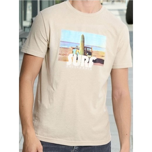 Sinsay - Koszulka z nadrukiem - beżowy ze sklepu Sinsay w kategorii T-shirty męskie - zdjęcie 184574889