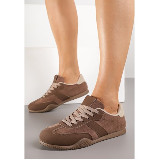 Brązowe Sneakersy Ozdobione Tłoczeniem Halennesa ze sklepu renee.pl w kategorii Buty sportowe damskie - zdjęcie 184575127