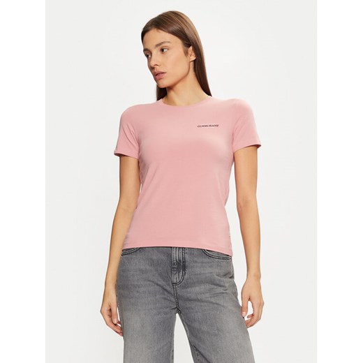 Guess Jeans T-Shirt W4YI02 J1314 Różowy Regular Fit ze sklepu MODIVO w kategorii Bluzki damskie - zdjęcie 184575269