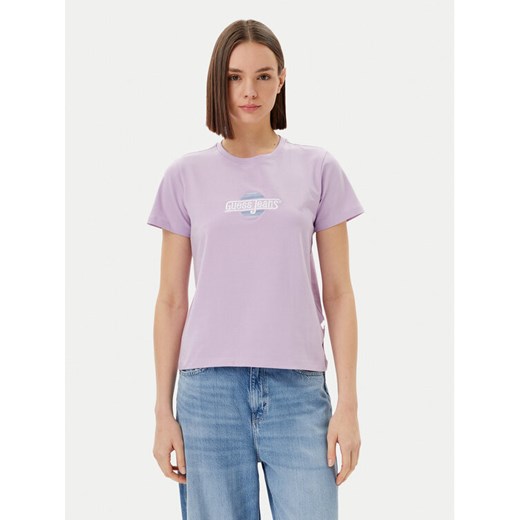 Guess Jeans T-Shirt W5GI26 J1314 Fioletowy Regular Fit ze sklepu MODIVO w kategorii Bluzki damskie - zdjęcie 184575327