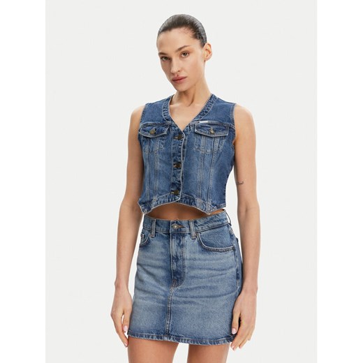 Guess Jeans Kamizelka W5GN74 D5M46 Granatowy Regular Fit ze sklepu MODIVO w kategorii Kamizelki damskie - zdjęcie 184575328