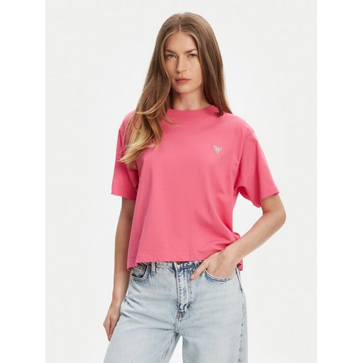 Guess Jeans T-Shirt W4YI05 K8HM0 Różowy Boxy Fit ze sklepu MODIVO w kategorii Bluzki damskie - zdjęcie 184575387