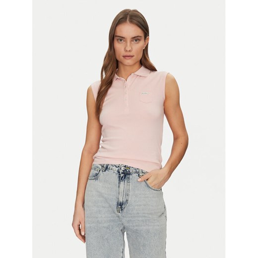 Guess Jeans Polo W5GP24 KCYR1 Beżowy Regular Fit ze sklepu MODIVO w kategorii Bluzki damskie - zdjęcie 184575397