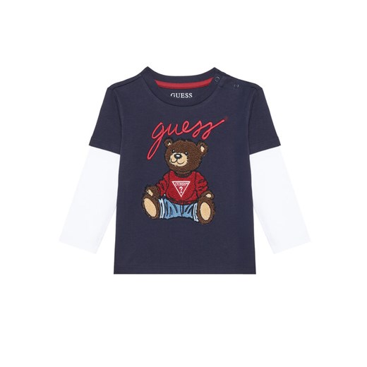 Guess Bluzka N4BI08 I3Z14 Granatowy Regular Fit ze sklepu MODIVO w kategorii Kaftaniki i bluzki - zdjęcie 184575407