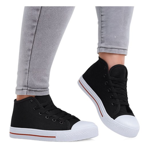 Wysokie czarne rampki damskie /G13-1 14296 T131/ ze sklepu Pantofelek24.pl w kategorii Trampki damskie - zdjęcie 184578265