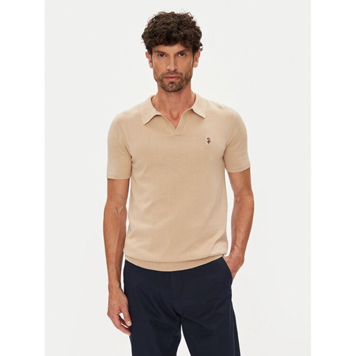 U.S. Polo Assn. Polo MUP3554 Beżowy Slim Fit ze sklepu MODIVO w kategorii T-shirty męskie - zdjęcie 184580157