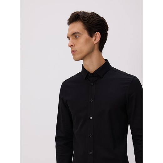 Reserved - Bawełniana koszula super slim fit - czarny ze sklepu Reserved w kategorii Koszule męskie - zdjęcie 184580786