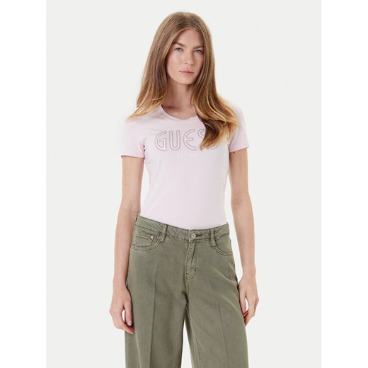 Guess T-Shirt W5YI05 J1314 Różowy Regular Fit ze sklepu MODIVO w kategorii Bluzki damskie - zdjęcie 184581987