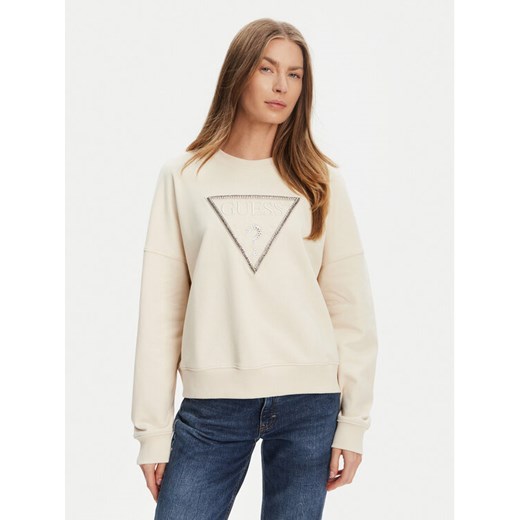 Guess Bluza W5YQ04 KC8I0 Beżowy Regular Fit ze sklepu MODIVO w kategorii Bluzy damskie - zdjęcie 184582029